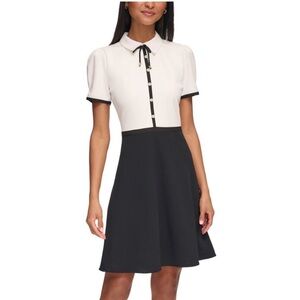 Karl Lagerfeld Paris Women's Collared Contrast Trim Knee-length Dress size 8